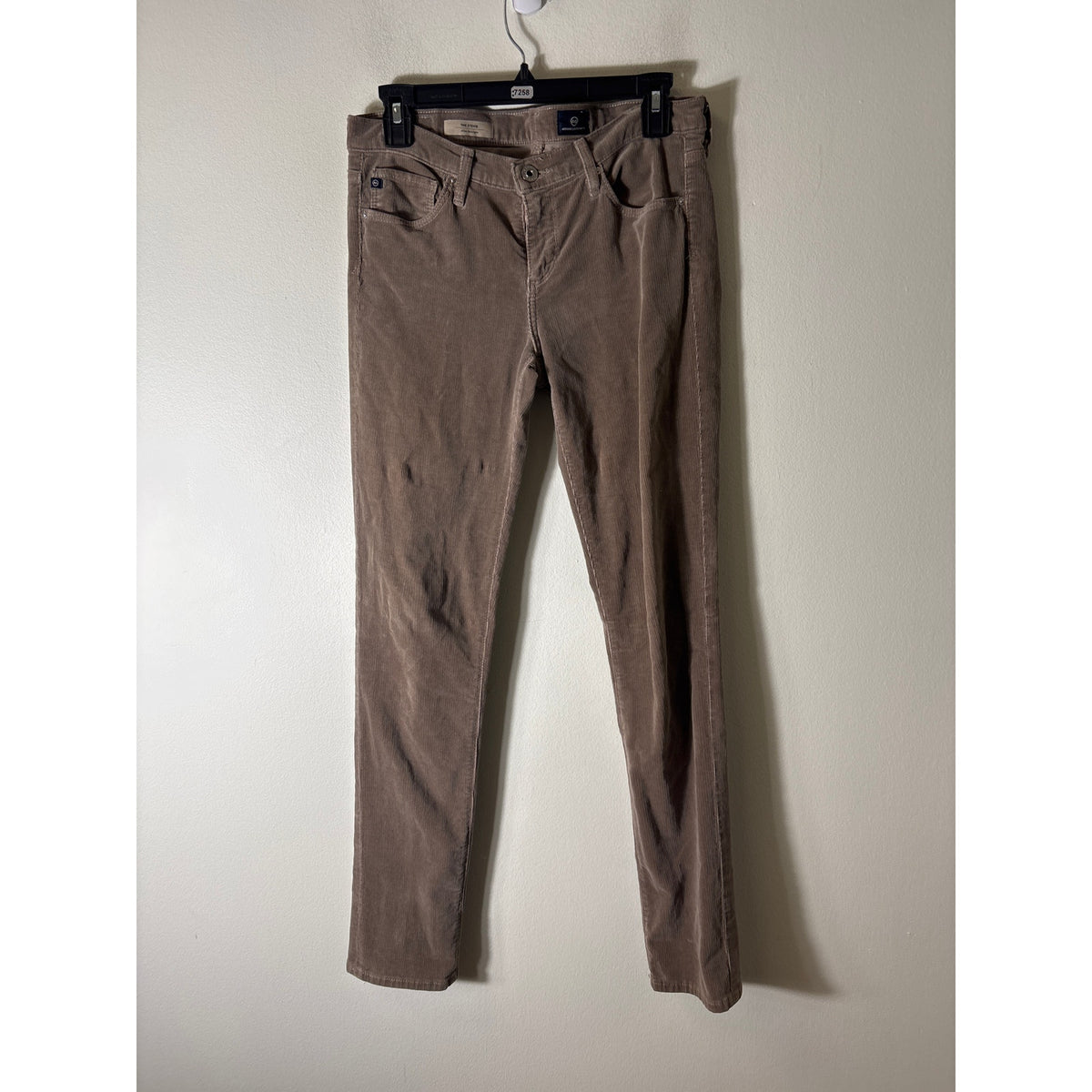 AG The Stevie Slim Straight Tan Fine Corderoy Pants Sz 28r
