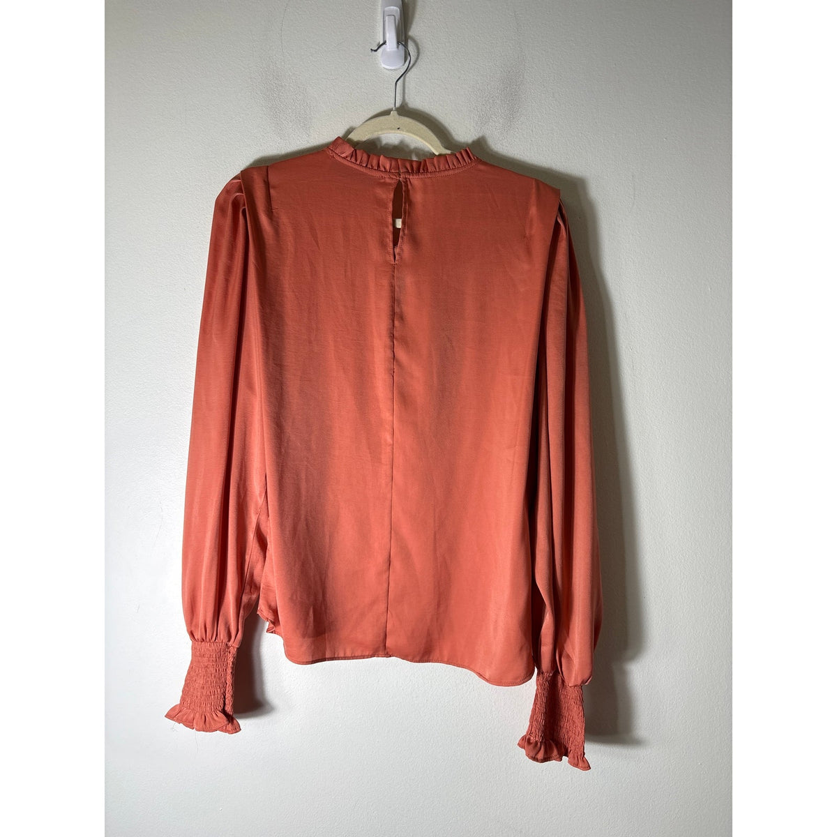 Buru Muted Orange Long Smocked Sleeve Top Sz L