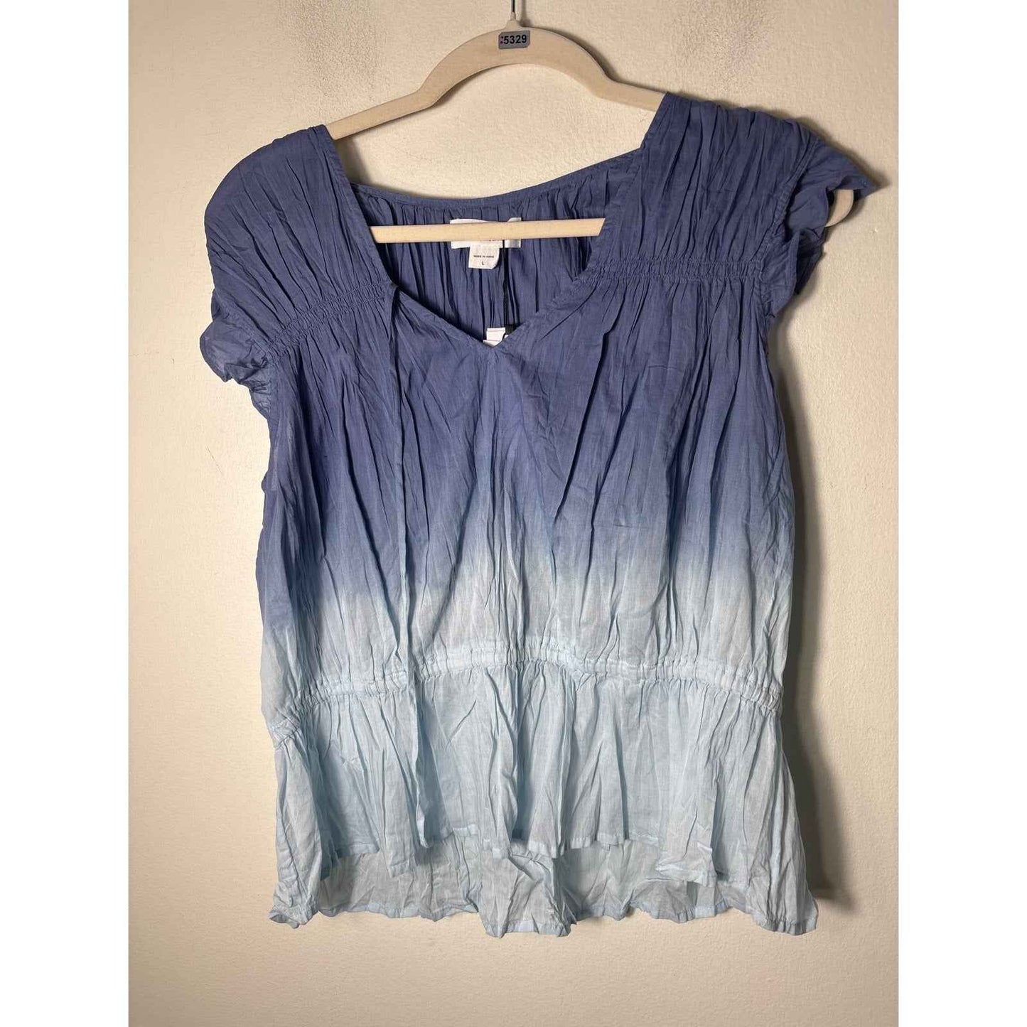 NWT Velvet Blue Ombre Gathered Top Sz L