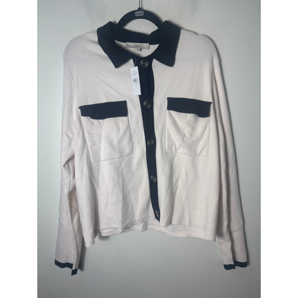NWT Loft Cream With Black Trim Cardigan Sz XXL