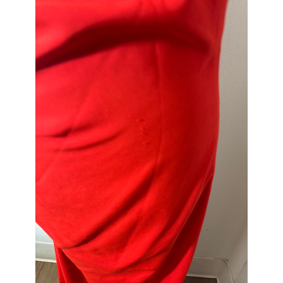 Mango MNG Capsule Red One Shoulder Floor Length Ruched Gown Sz 8