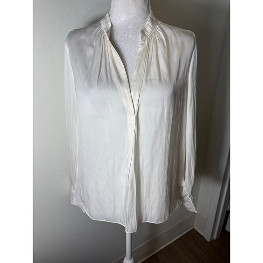 Zadig&Voltaire White Long Sleeve V Neck Shirt Sz M