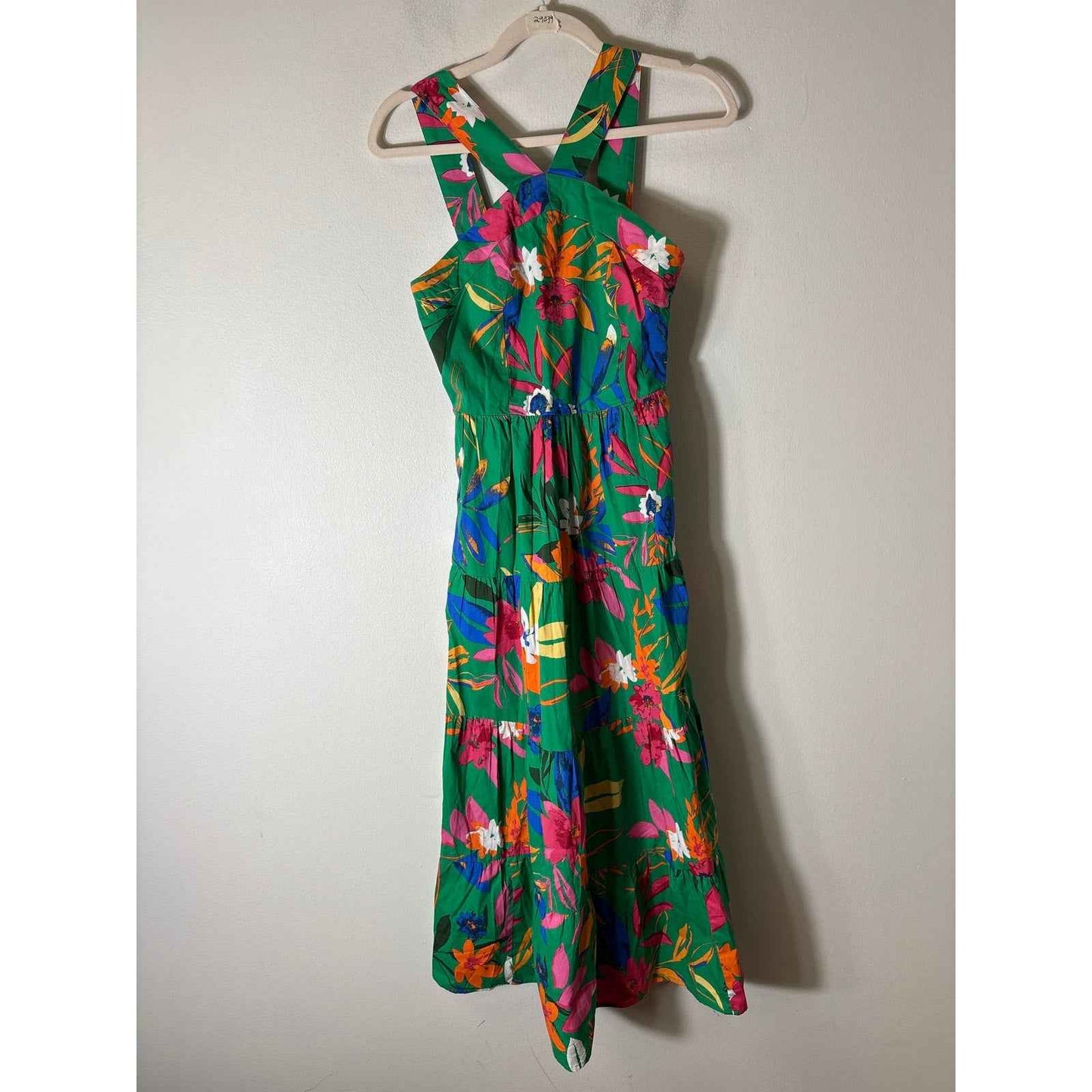 J. Crew Green Floral Cotton Summer Maxi Dress Sz 00