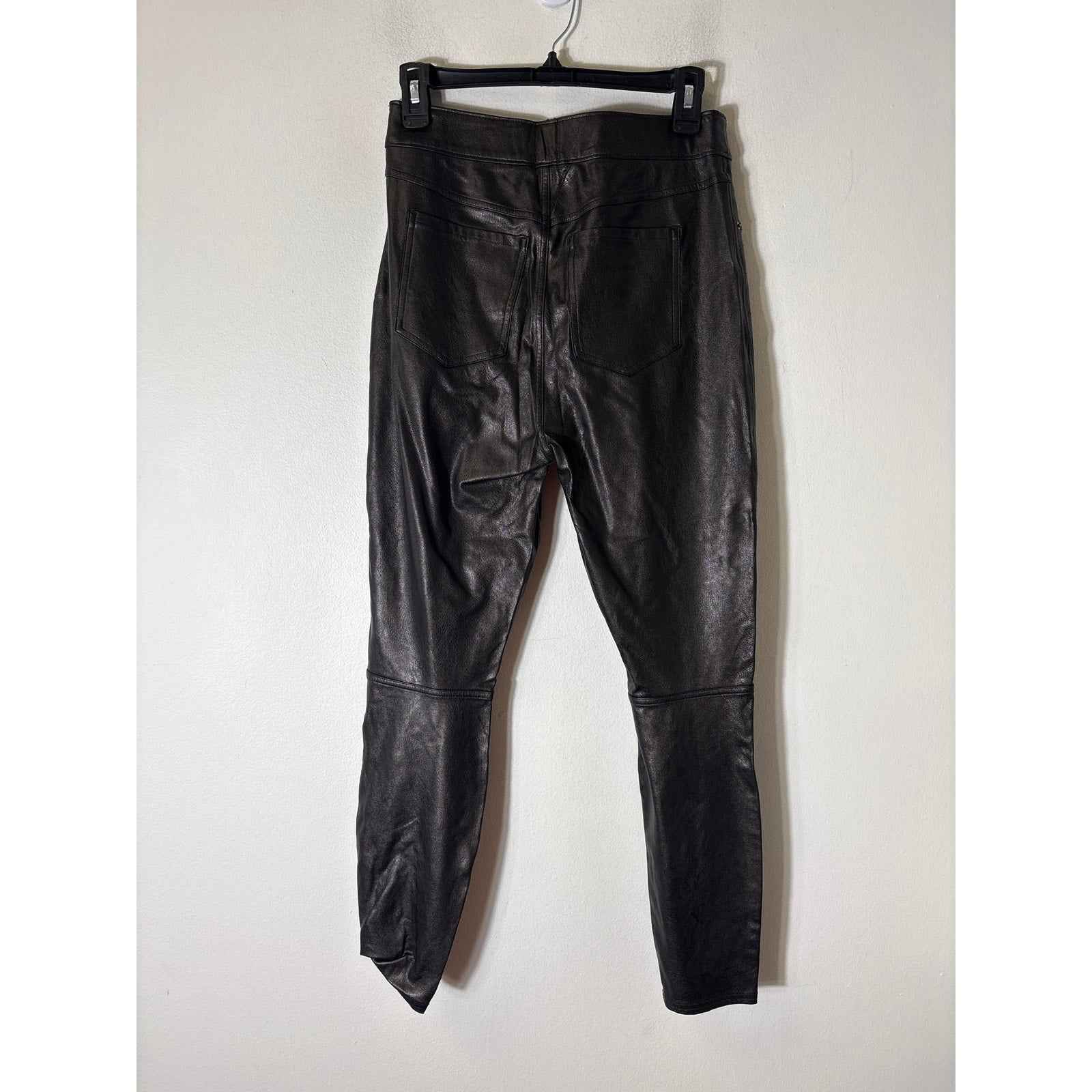 Spanx Brown Black Pull On Faux Leather Jeans Style Pants Sz M
