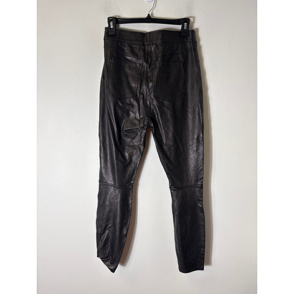 Spanx Brown Black Pull On Faux Leather Jeans Style Pants Sz M