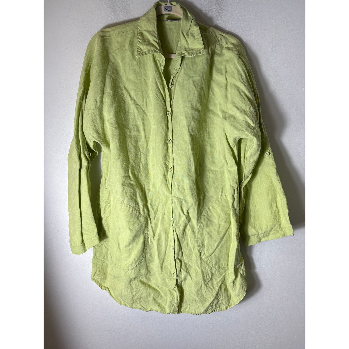 Chico's green button down linen shirt