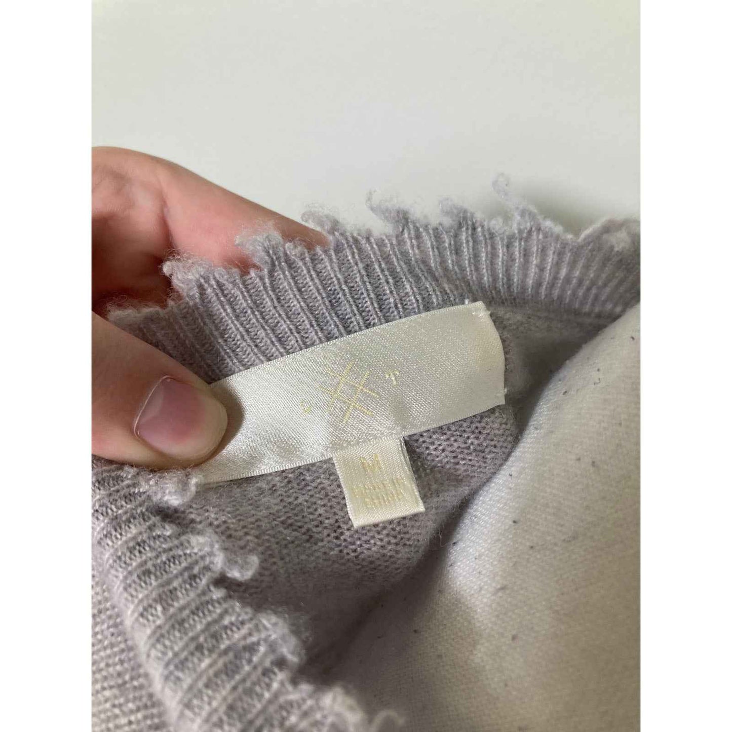 Lisa Todd Gray/Cream Stripe Cashmere Pullover Sweater Sz M