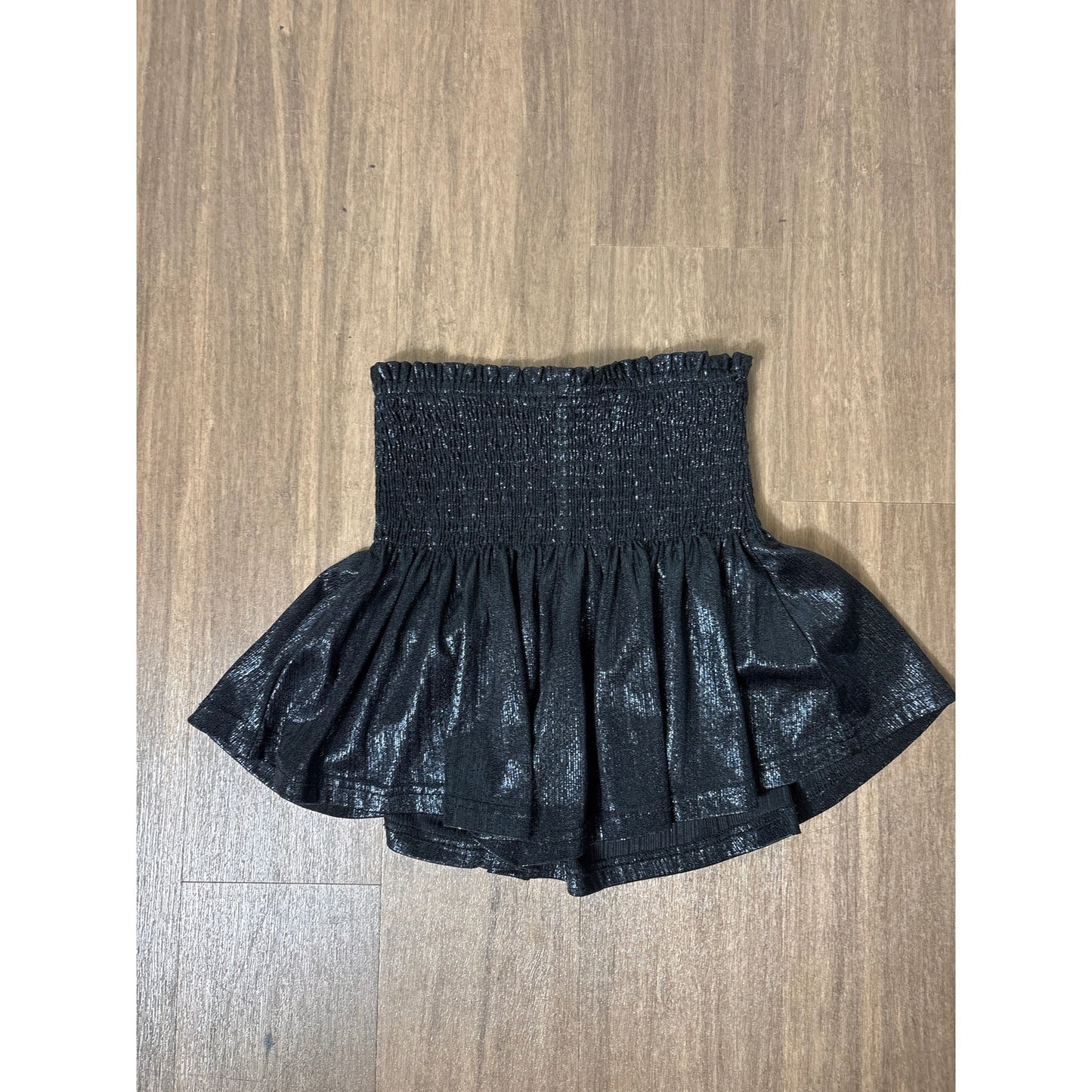 Girls Molly Bracken Black Shimmery Smocked Waist Skort Sz 10Y