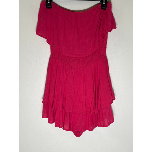 Big Water Blue Sky Hot Pink Strapless Mini Romper Sz M