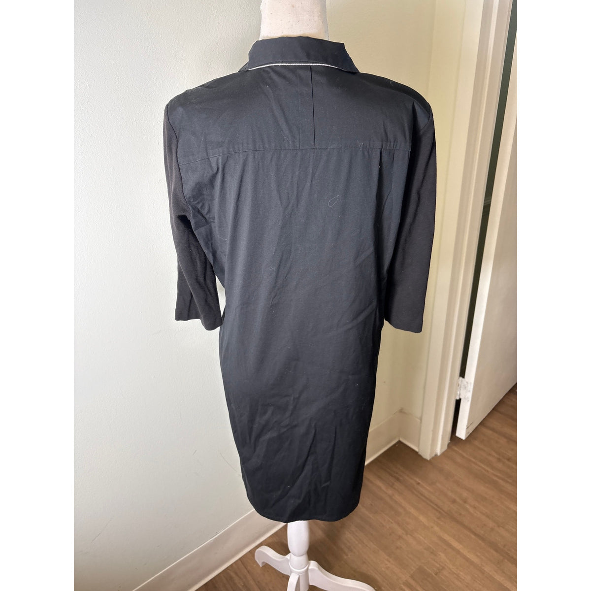 Lafayette 148 Black Mixed Media Tunic Style Dress Sz 8