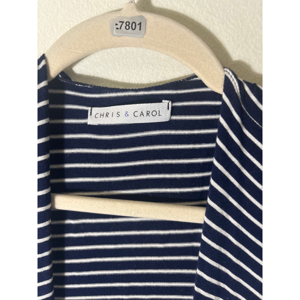 Chris & Carol Navy and White Stripe Cap Sleeve Cardigan Wrap One Size