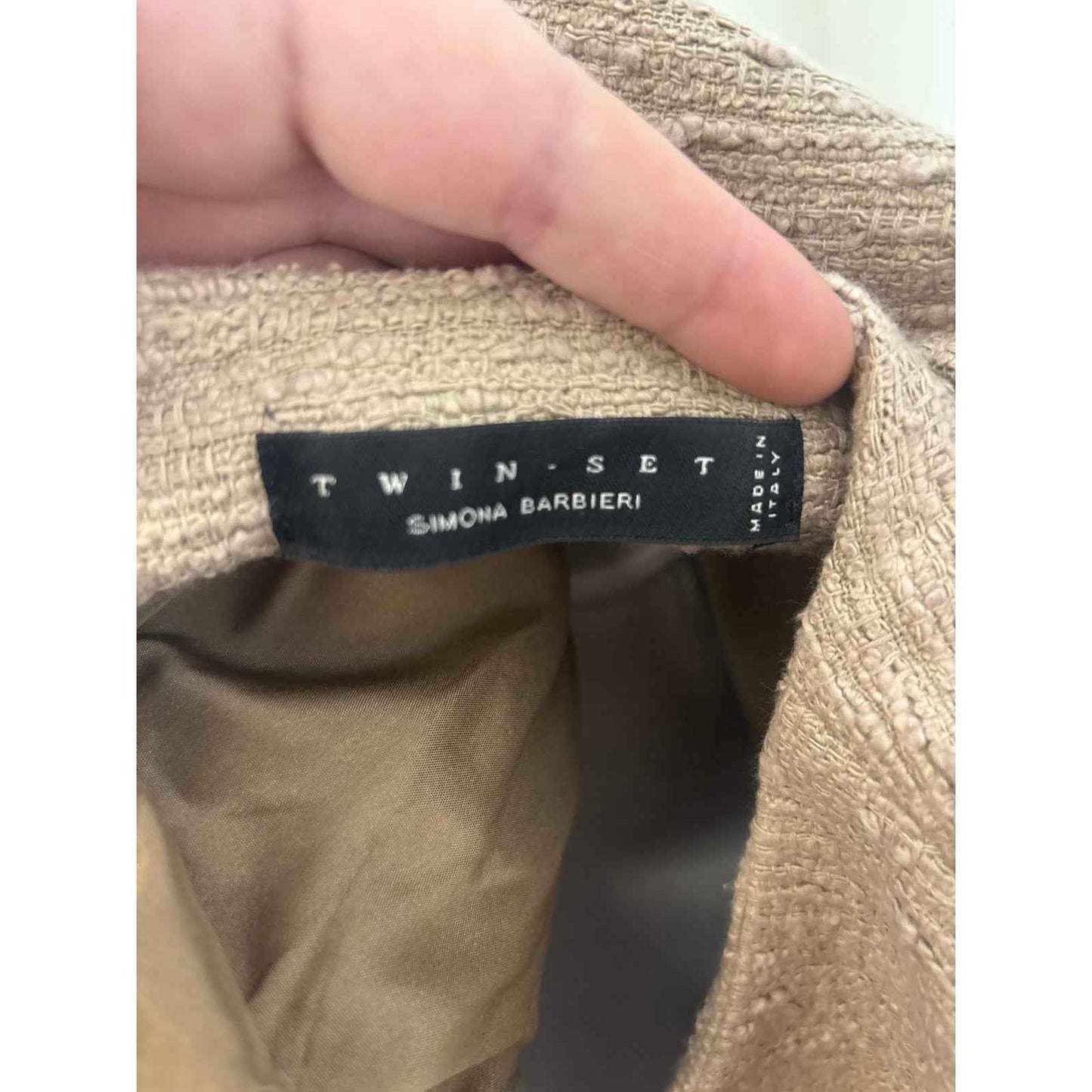 Twin Set Beige Long Sleeve Tweed Jacket Sz XL