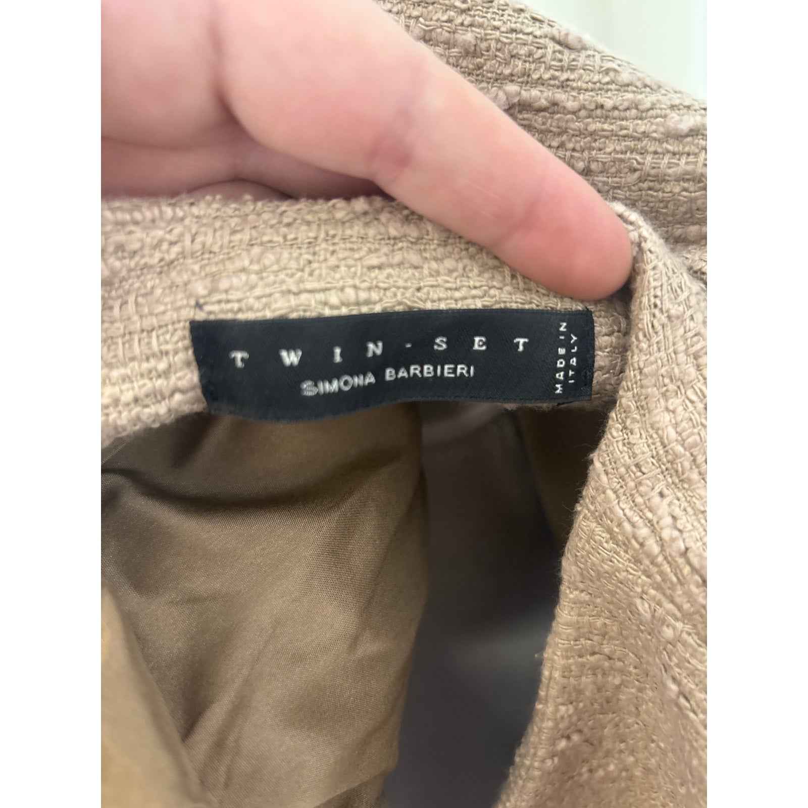 Twin Set Beige Long Sleeve Tweed Jacket Sz XL