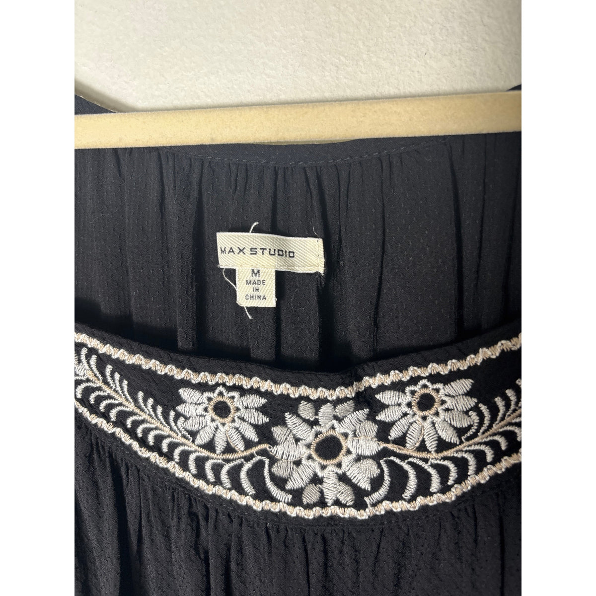 Max Studio Black wih White Embroidery Dress Sz M