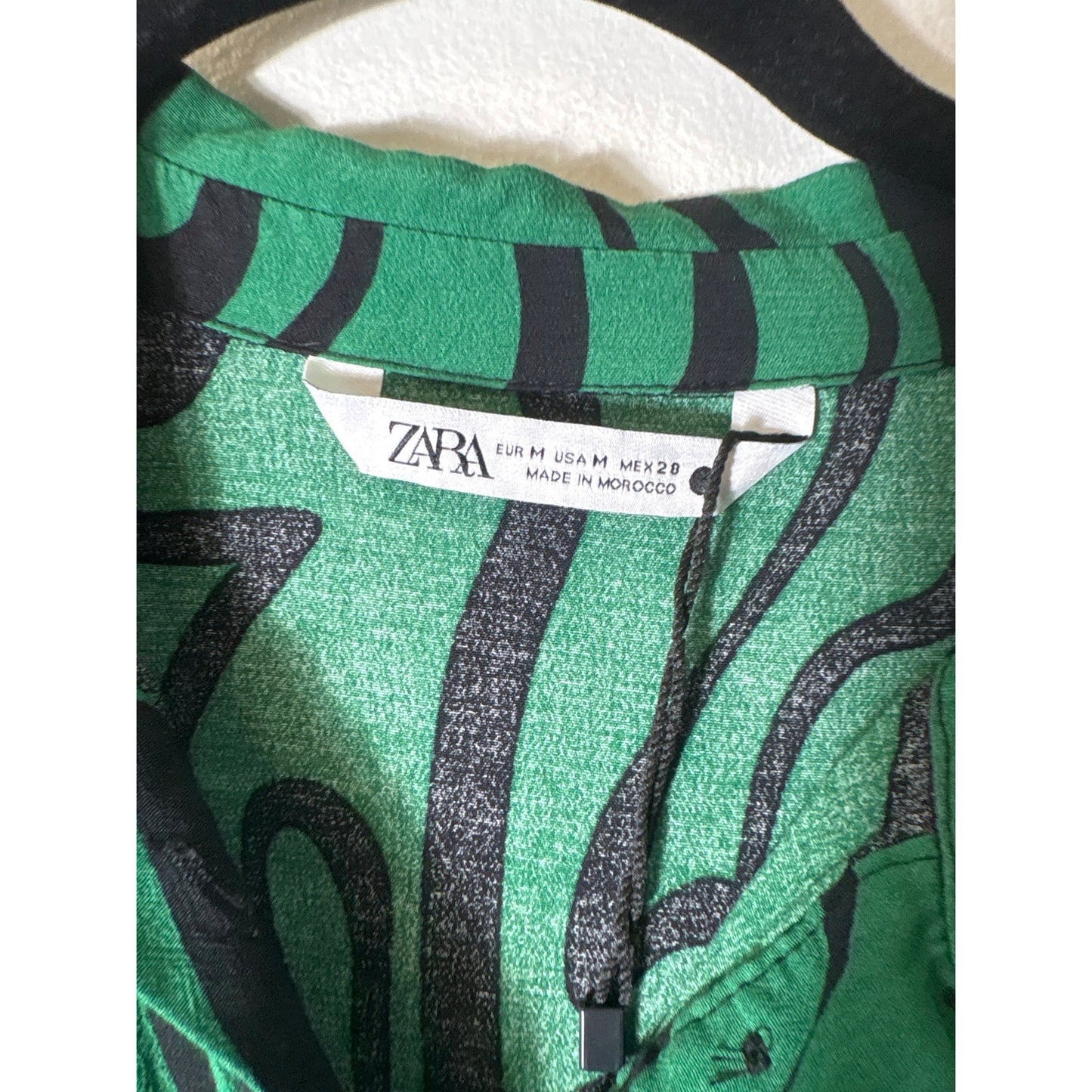 Zara Green and Black Long Sleeve Maxi Dress Sz M