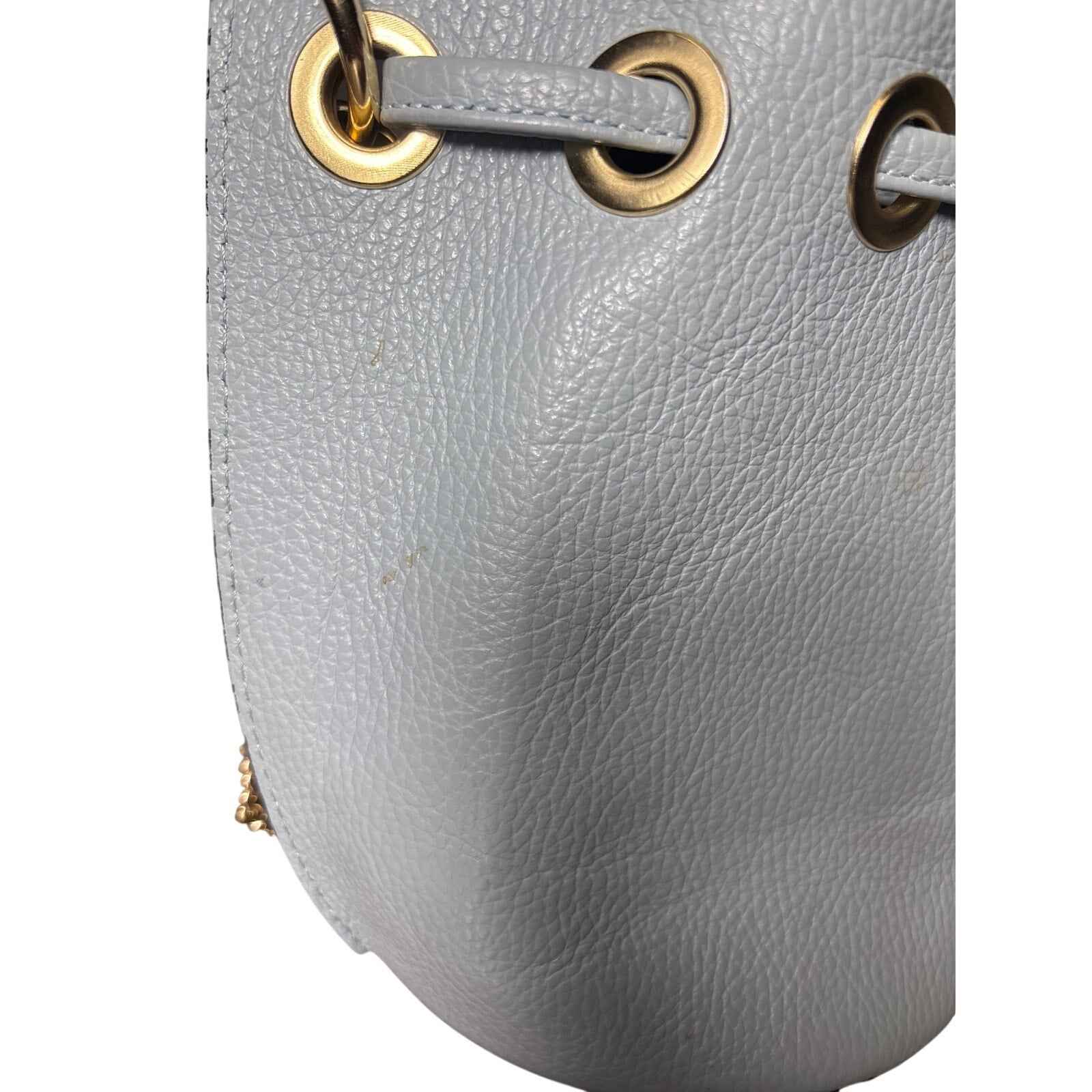 Borse in Pelle Light Blue Pebbled Leather Bucket Bag