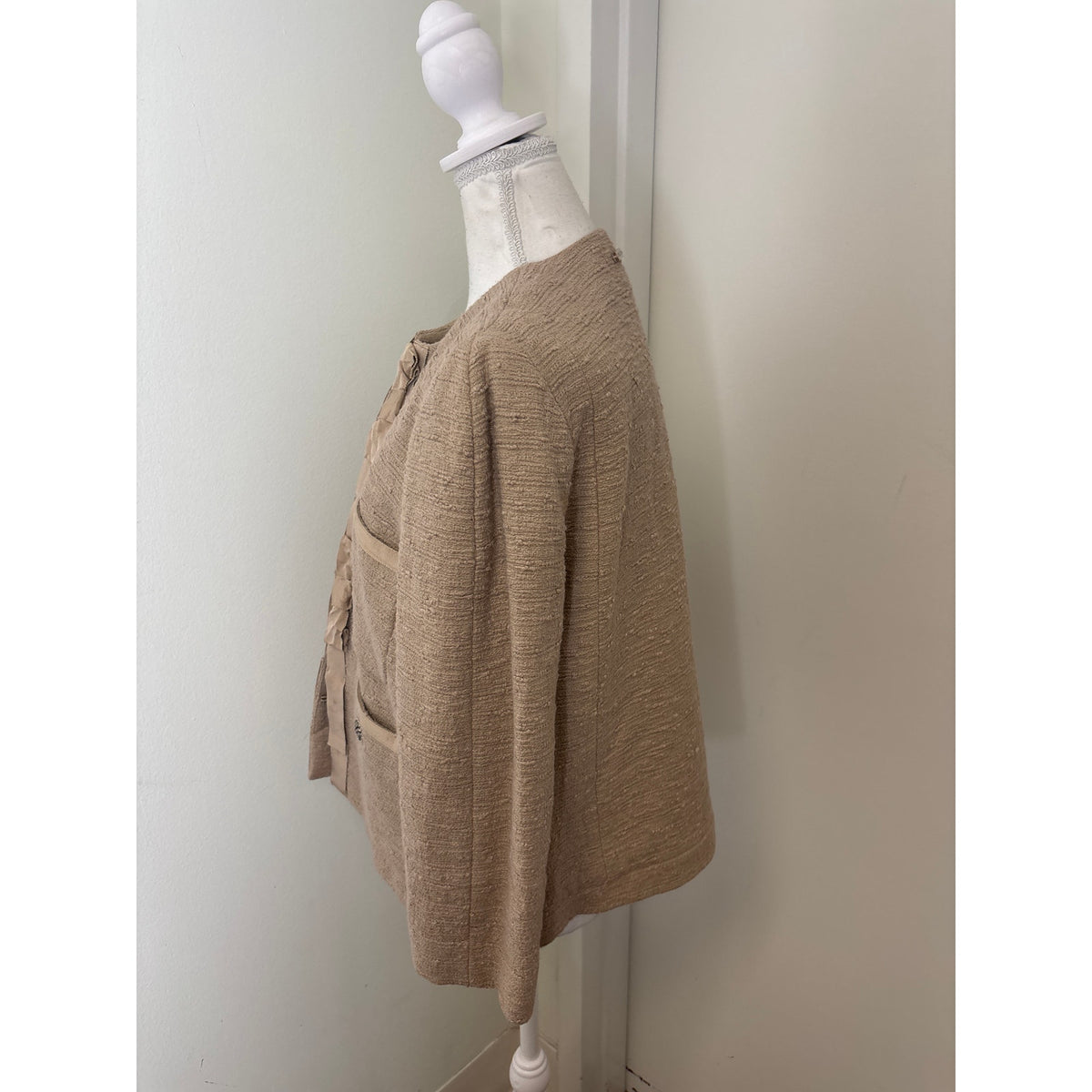 Twin Set Beige Long Sleeve Tweed Jacket Sz XL