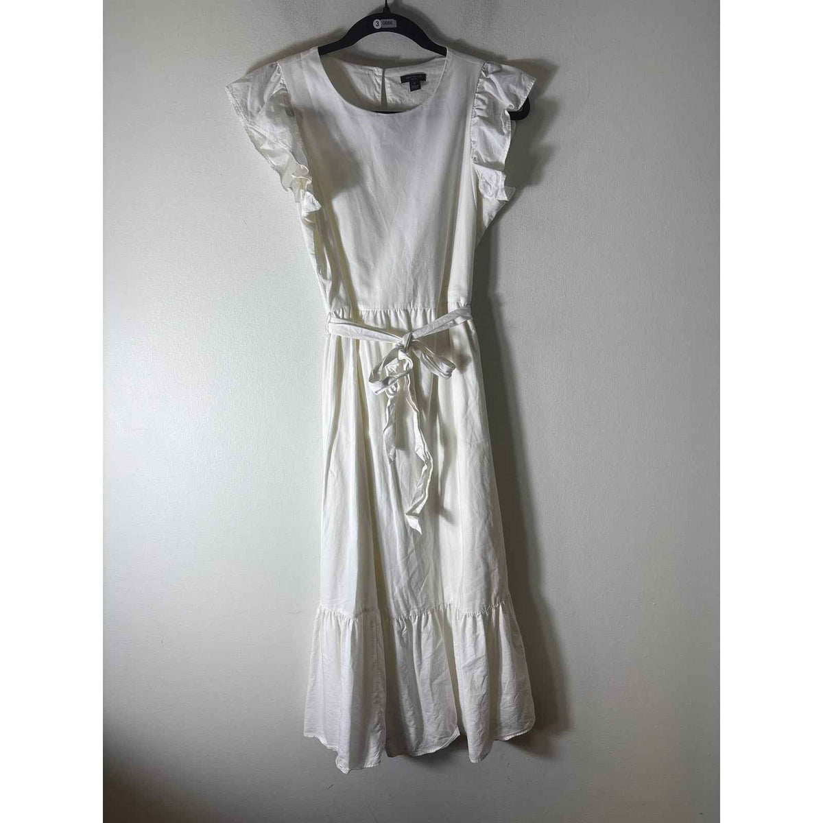 Ann Taylor Petite White Cotton Flutter Sleeve Maxi Dress Sz S