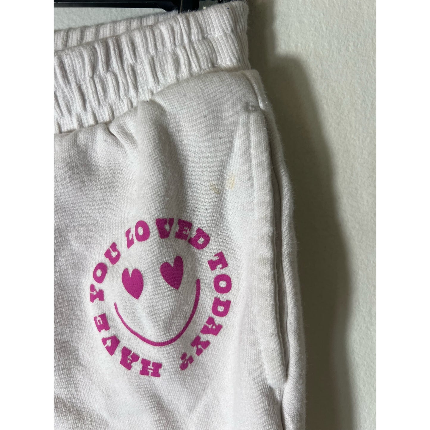 Girls Art Class Large white sweat pants with pink emblem