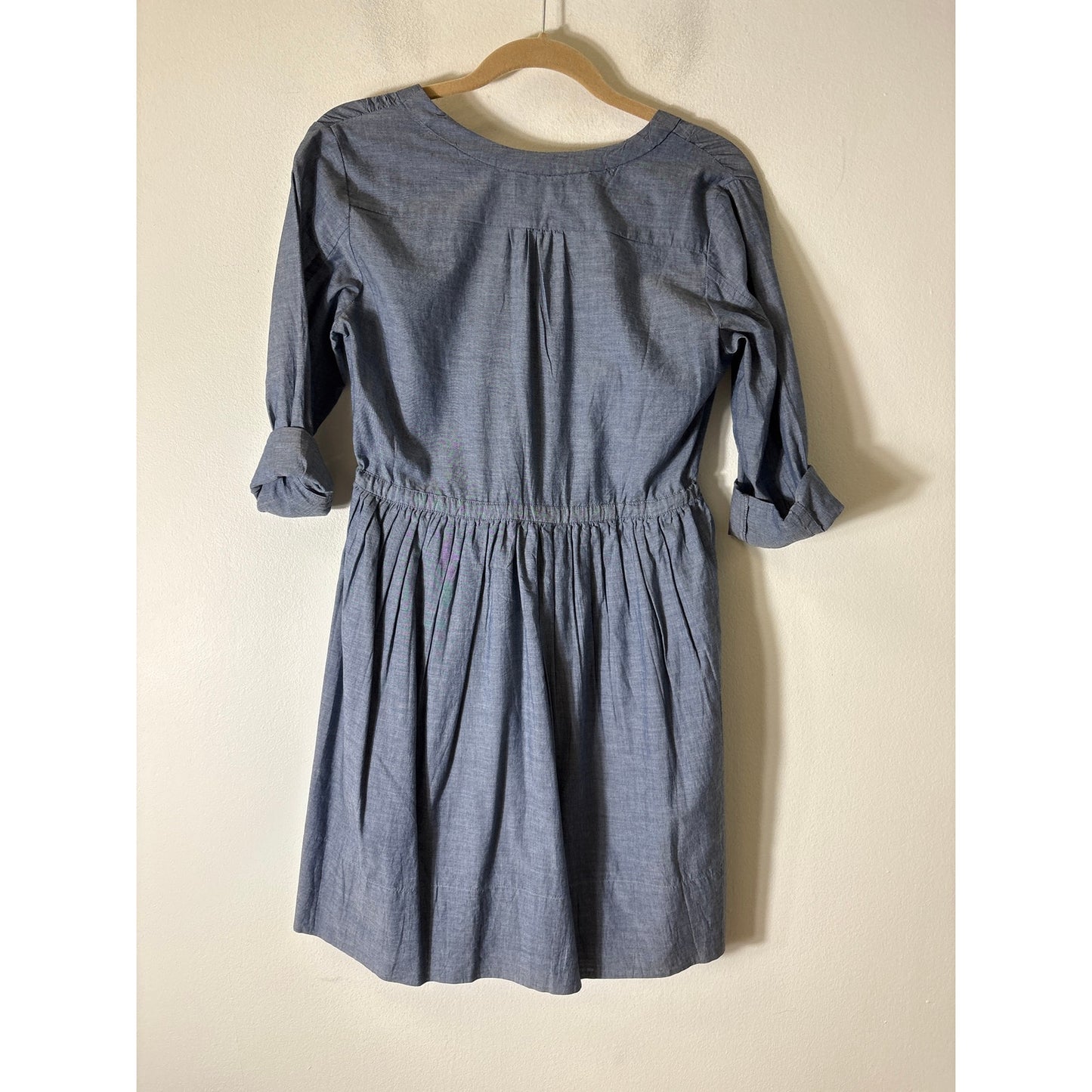 Gap Demin Blue Half Sleeve Button Up Knee Length A-Line Dress Sz 2P