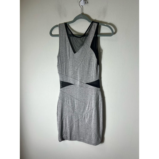 Factory by Erik Hart Gray Mixed Media Body Con Dress Sz S