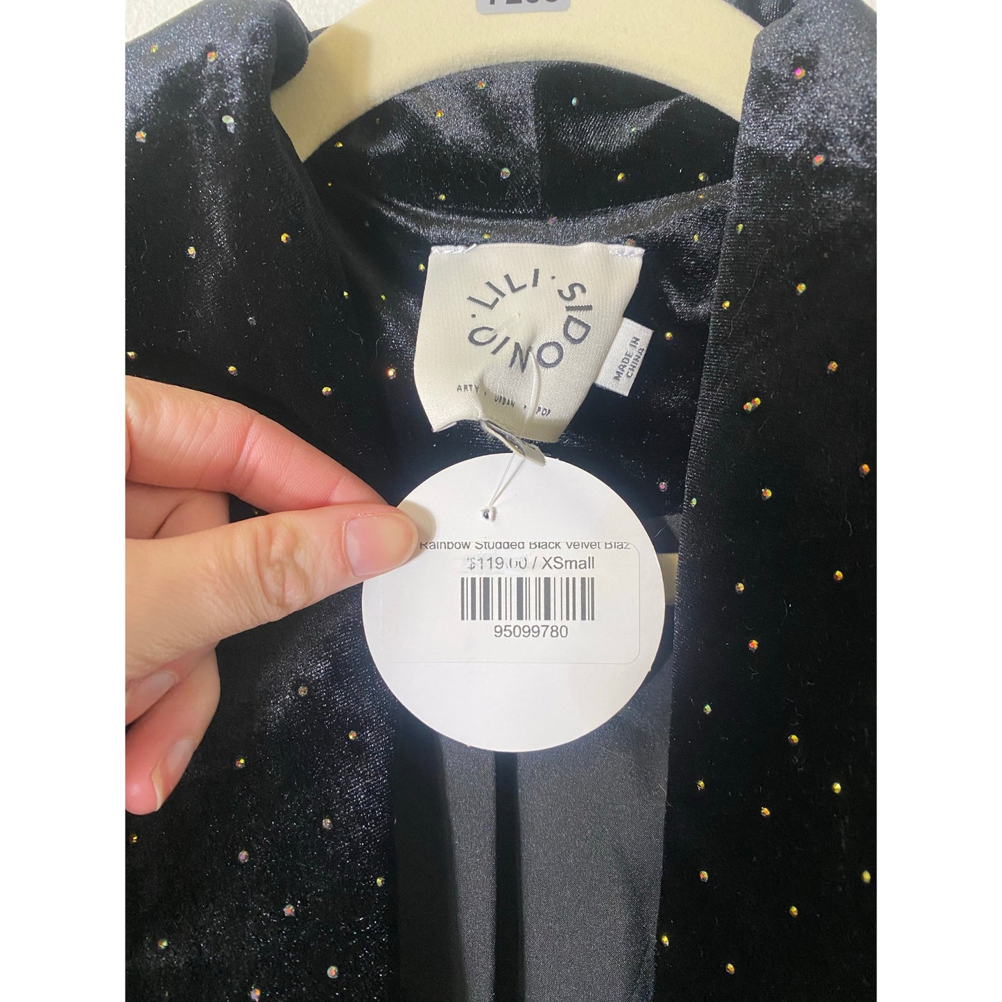NWT Lili Sidonio Black Velvet Open Front Long Sleeve Blazer Sz XS