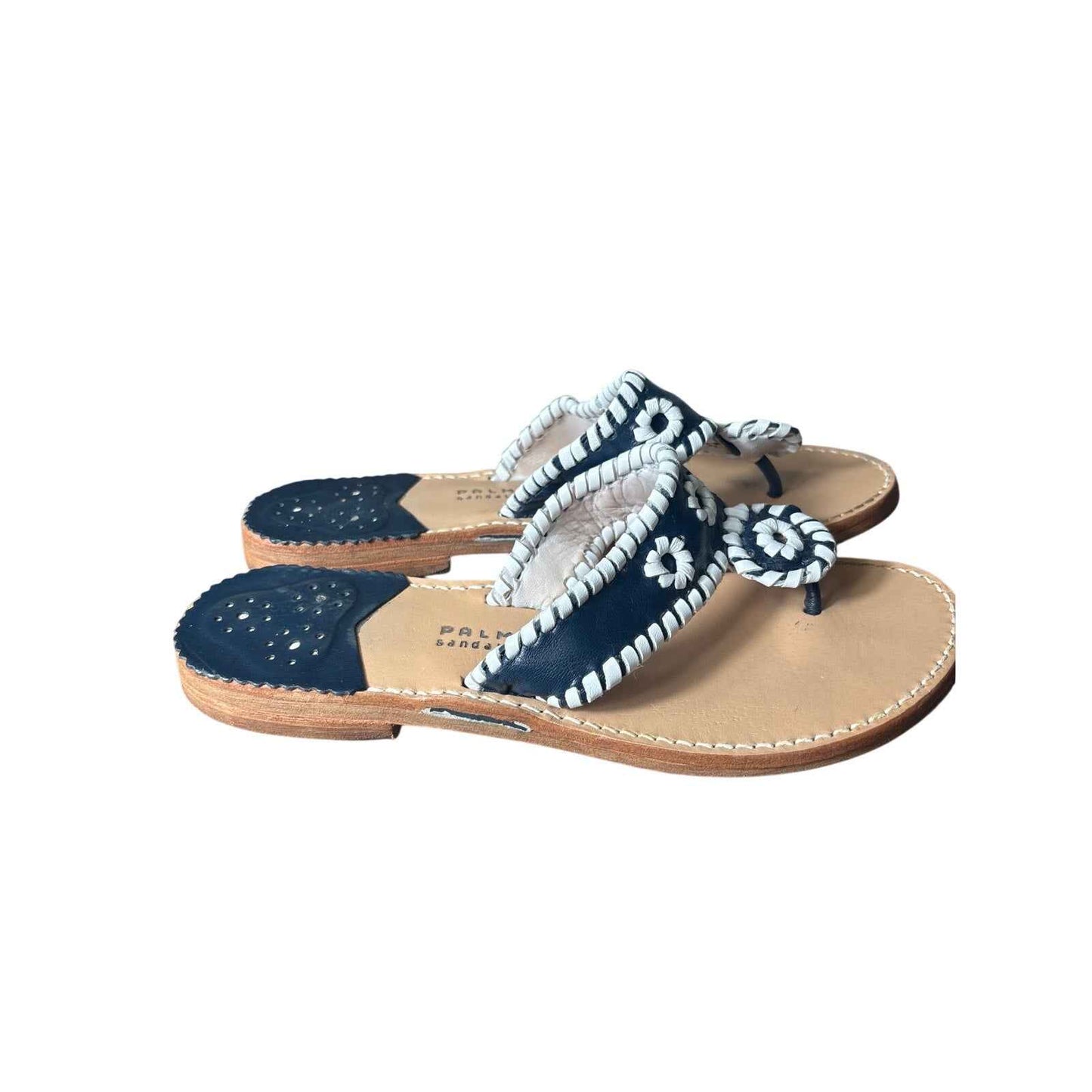 Palm Beach Sandals Navy and White Sz 8
