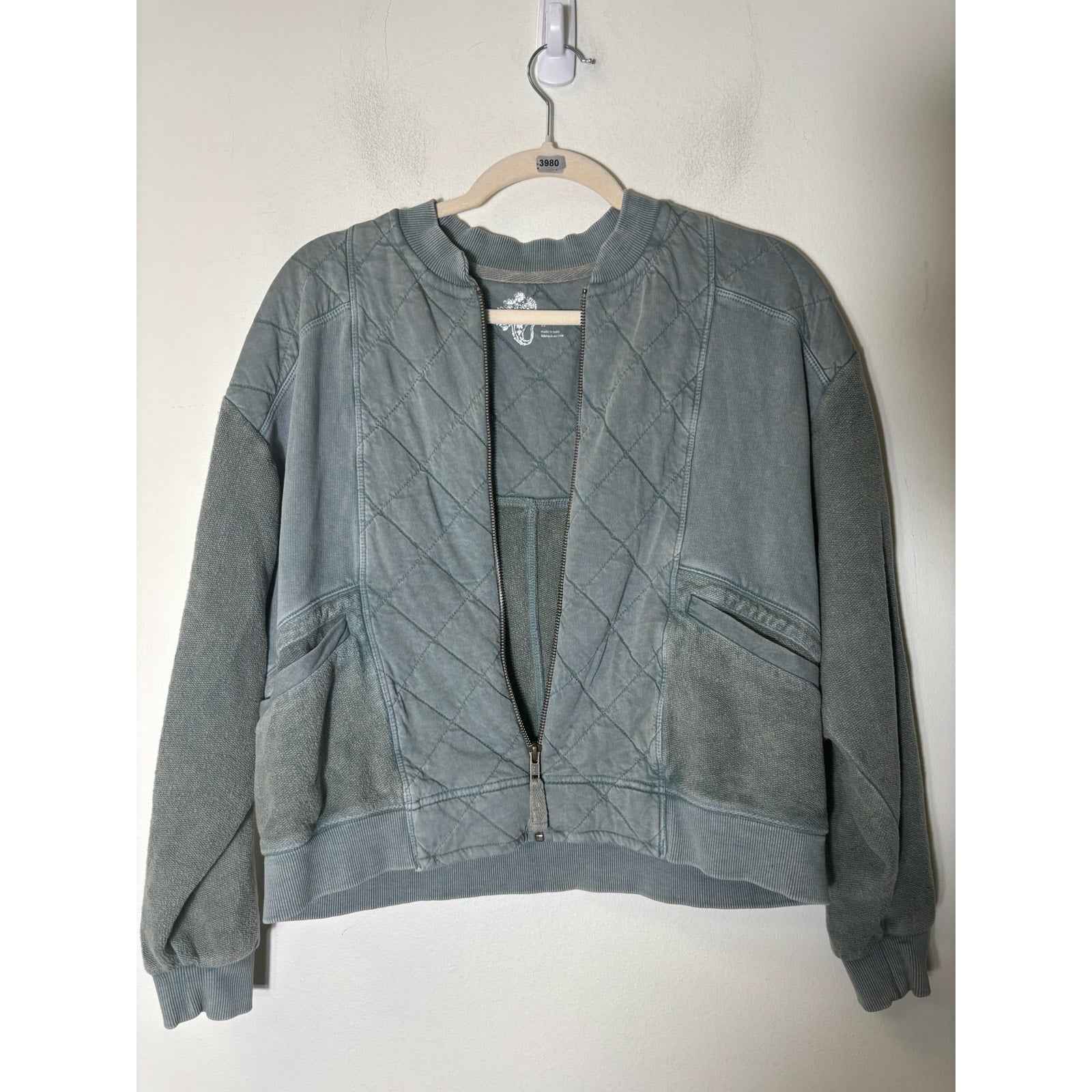 Pilcro Faded Green Long Sleeve Mixed Media Zip Up Jacket Sz XS