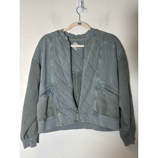 Pilcro Faded Green Long Sleeve Mixed Media Zip Up Jacket Sz XS