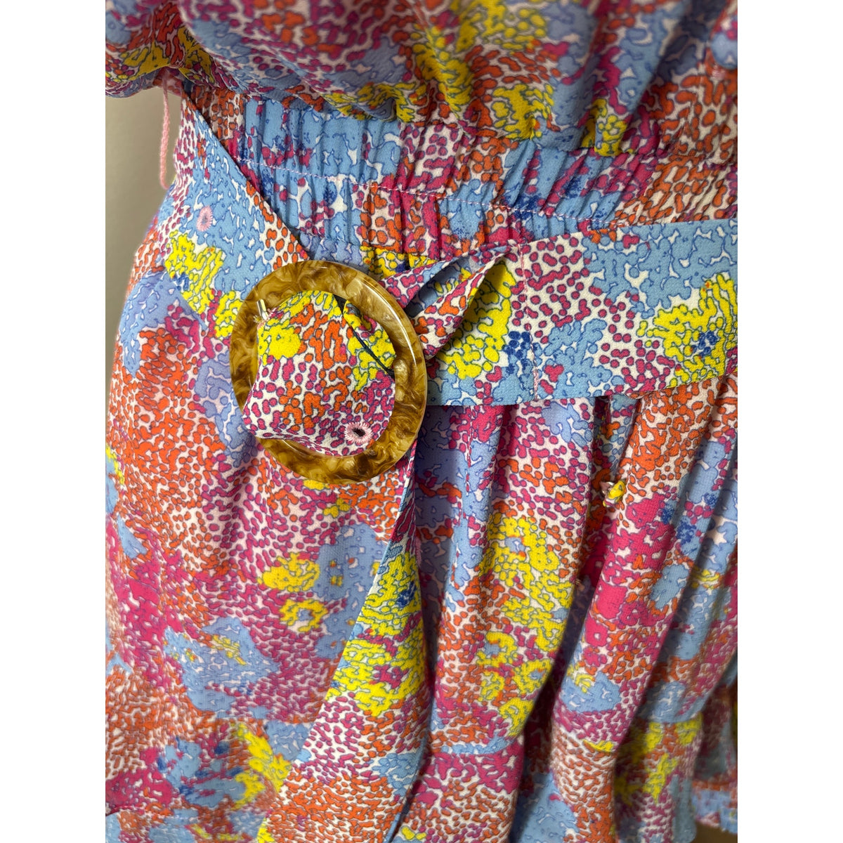 Allison New York Multicolor Long Sleeve Tiered Ruffled Maxi Dress Sz M