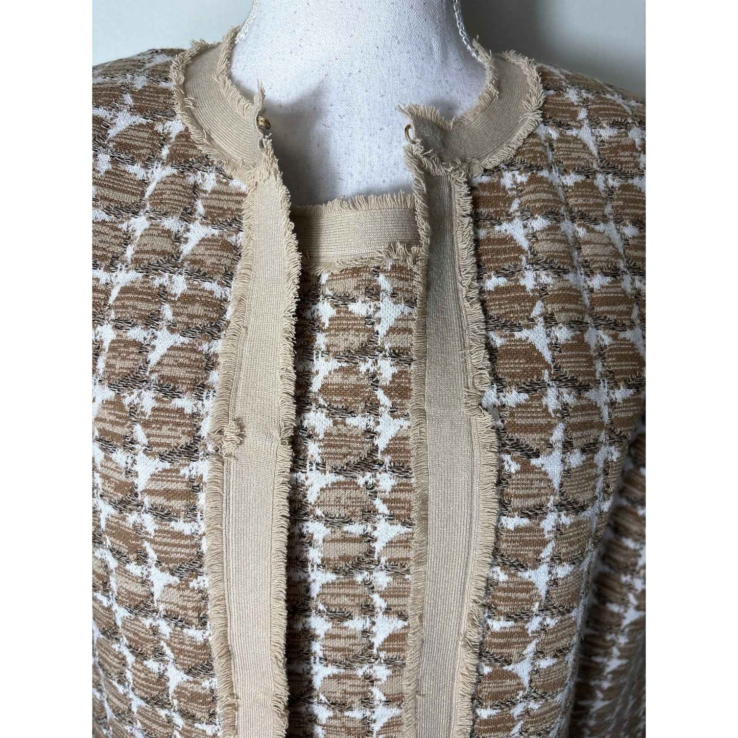 NWT Carlisle Tan Fringed Trim Top Sz M and Jacket Sz S