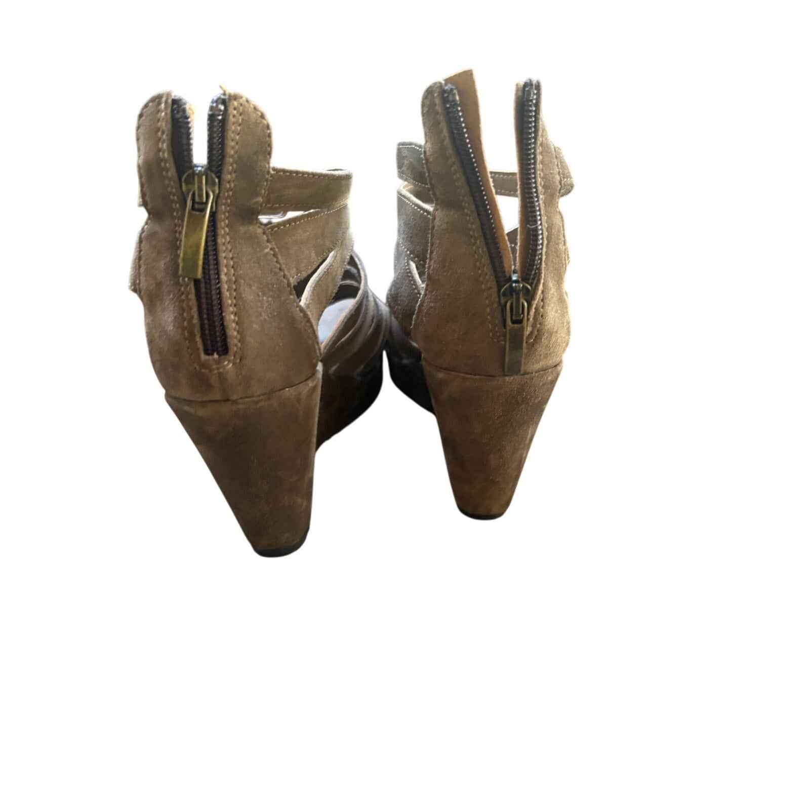 Cordani Made In Italy Brown Suede Wedge Platform Sandal Sz 38