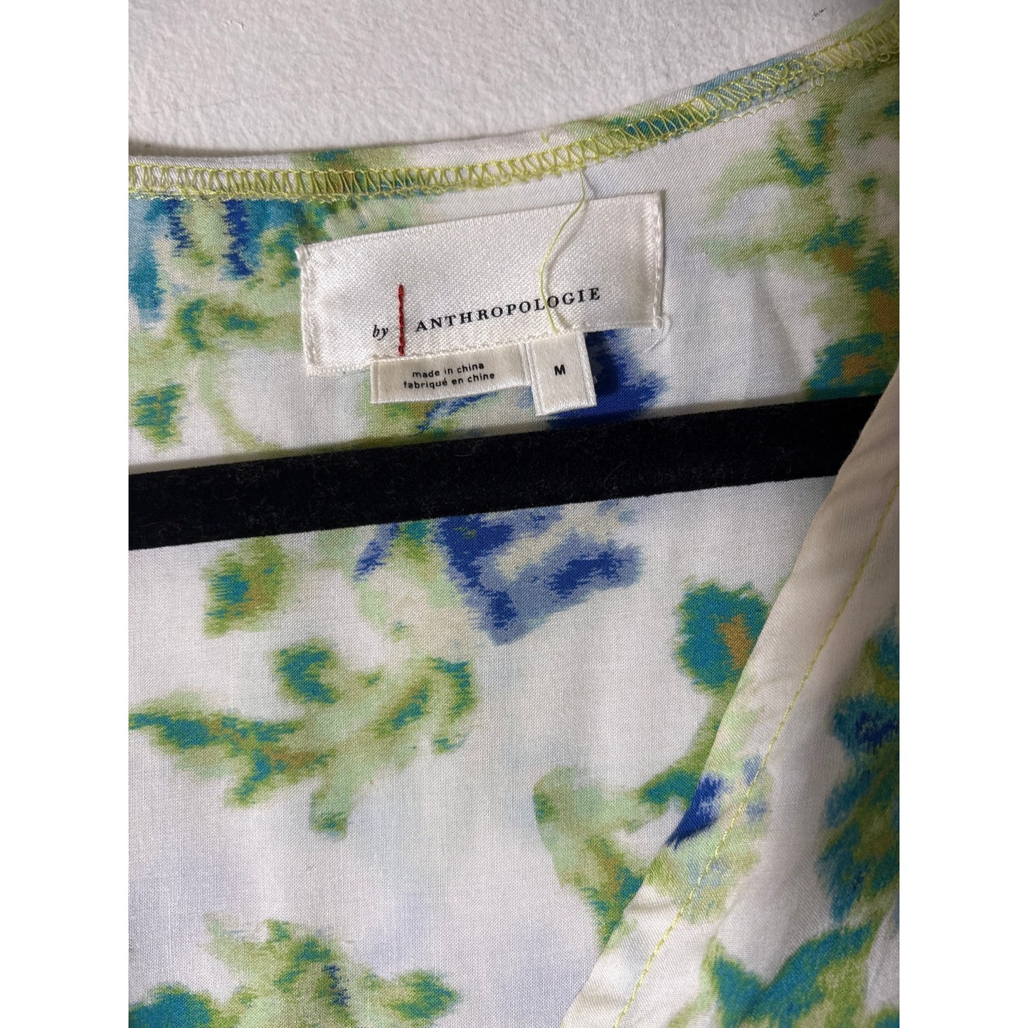 Anthropologie Blue and Green Faded Floral Maxi Dress Sz M