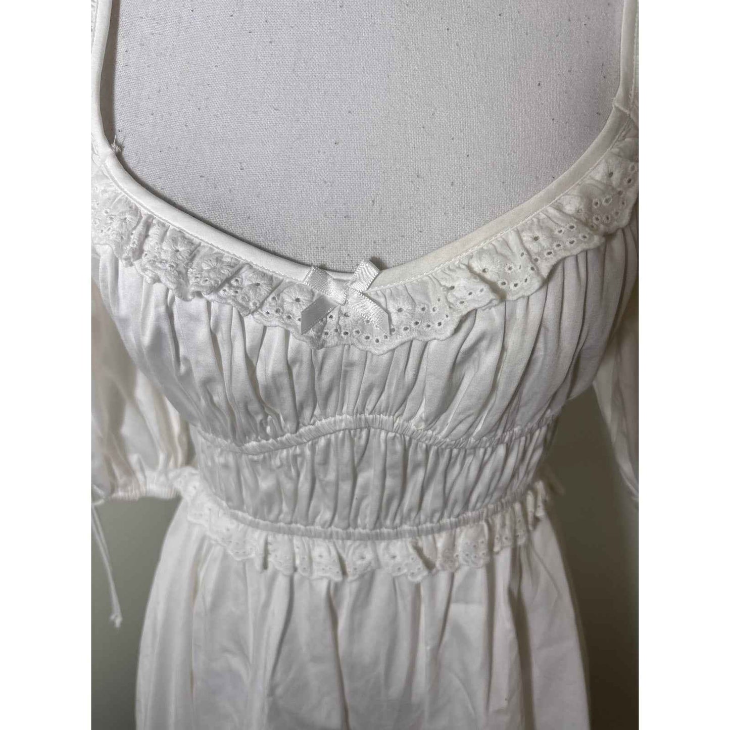 For Love & Lemons Jackson‎ Mini Dress White Cotton Knit Short Sleeve Xs