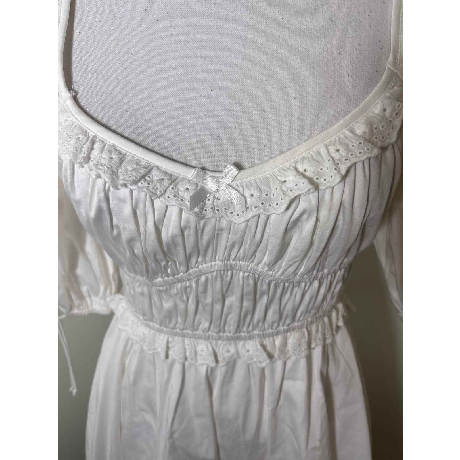 For Love & Lemons Jackson‎ Mini Dress White Cotton Knit Short Sleeve Xs