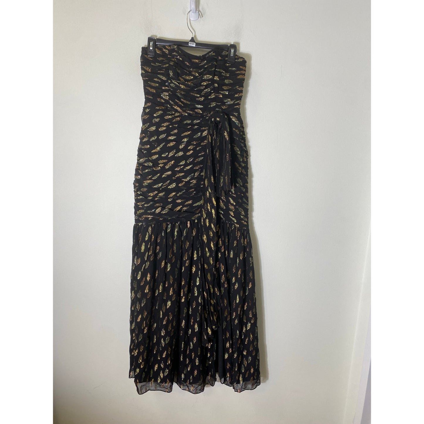 Shoshana Black/gold Strapless Gown Sz 4