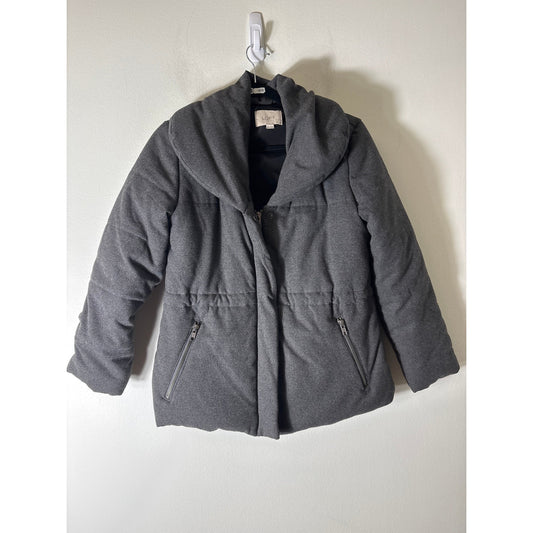 Loft Charcoal Gray Puffy Oversized Collar Jacket Sz SP