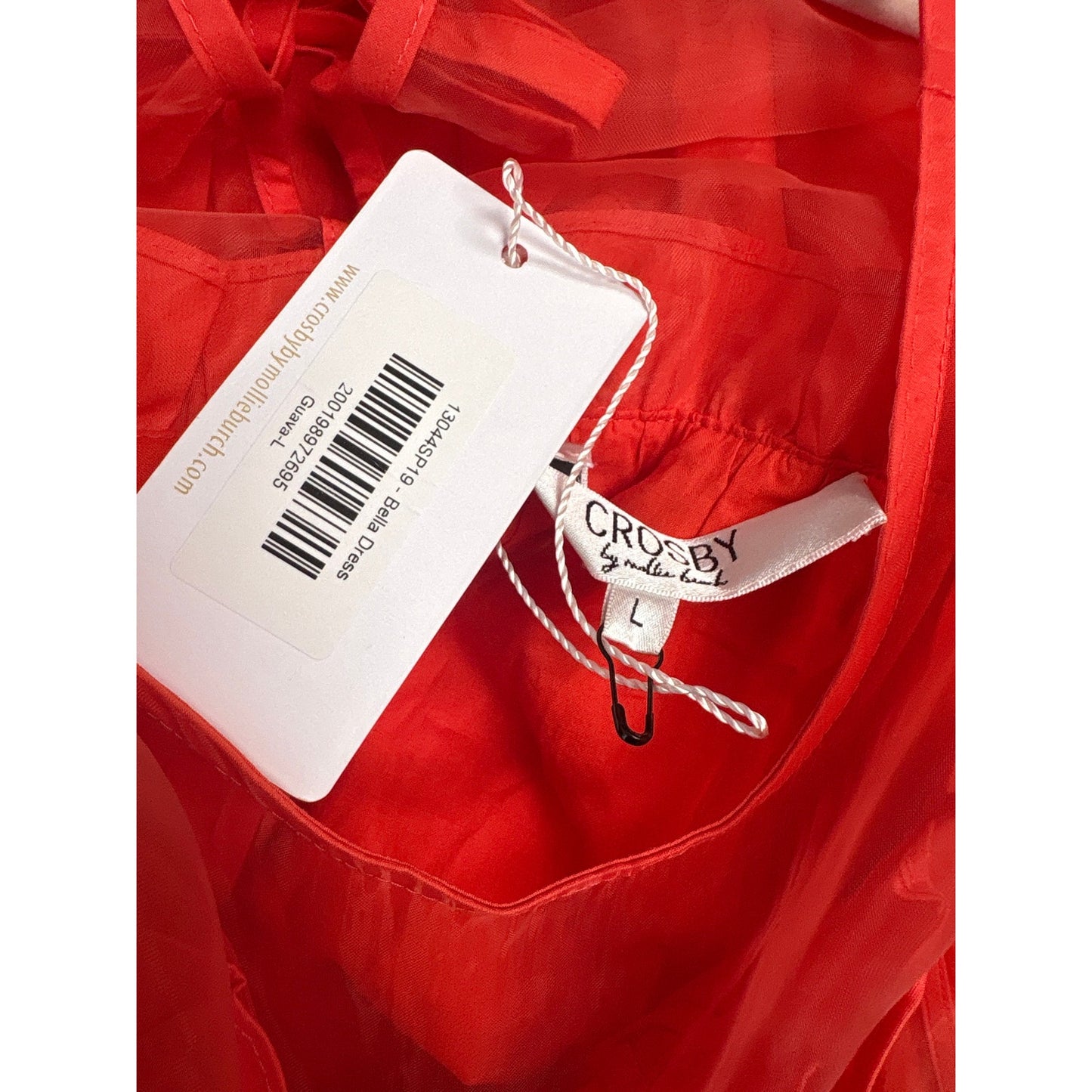 NWT Crosby by Mollie Birch Guava/Orange "Bella" Dress Sz L