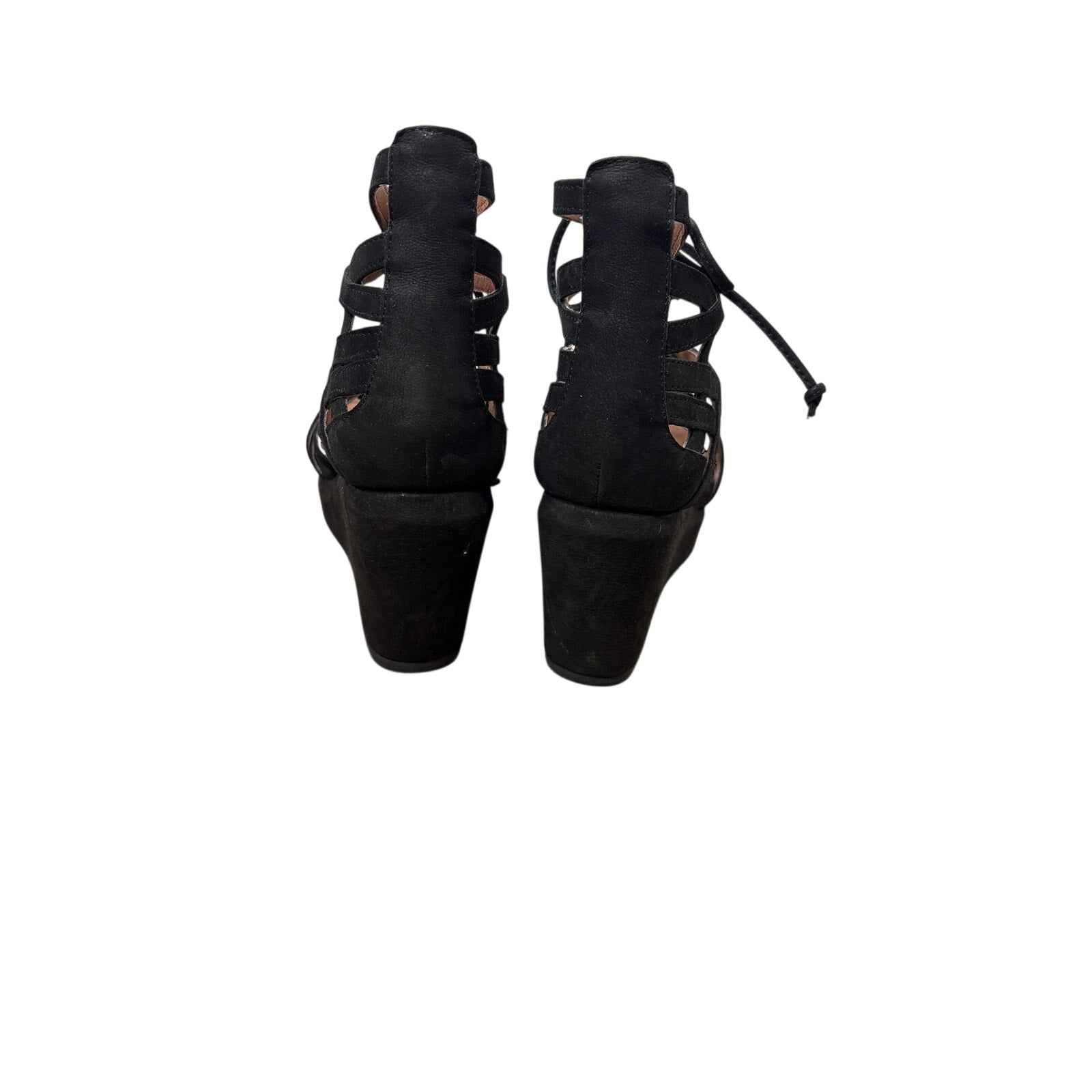 Gentle Sould Black Cage Wedges Sz 8