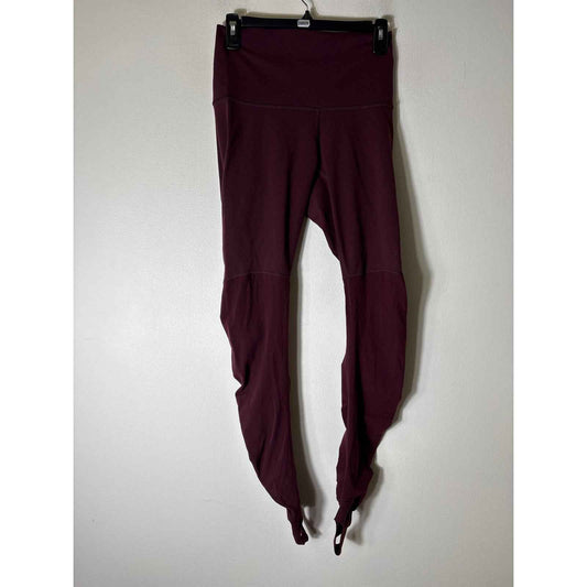 Lululemon Maroon Full Length Ruched Leg sAthletic Tights Sz 8
