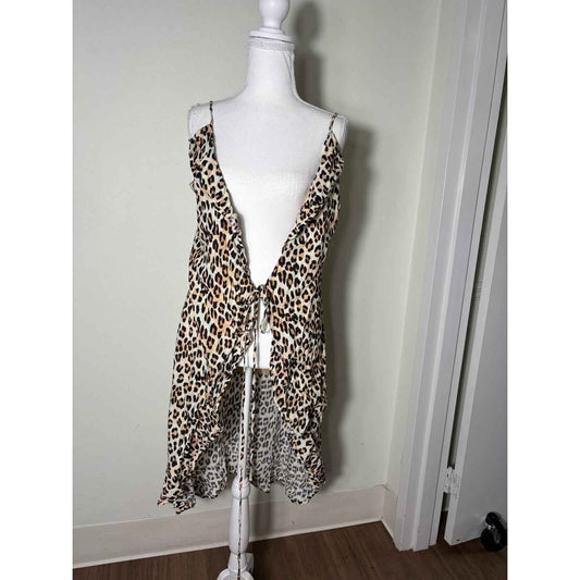 Vix Cheetah Print Linen Wrap Dres Sz S