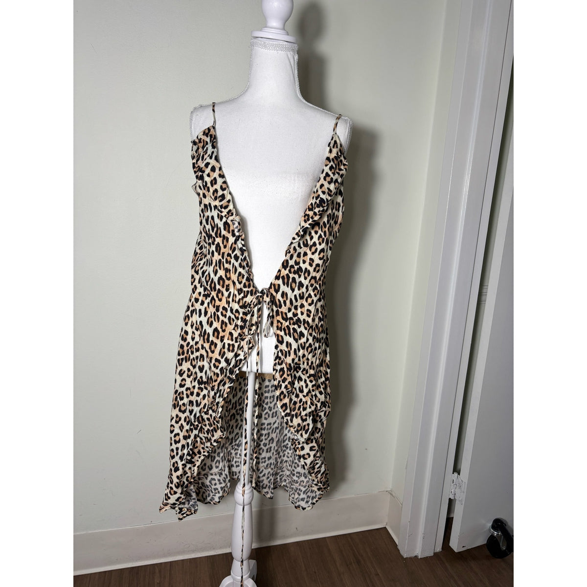 Vix Cheetah Print Linen Wrap Dres Sz S