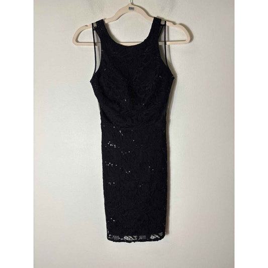 Hailey Logan by Adrianna Pappell Black Lace & Sequin Cocktail Dress Sz XS