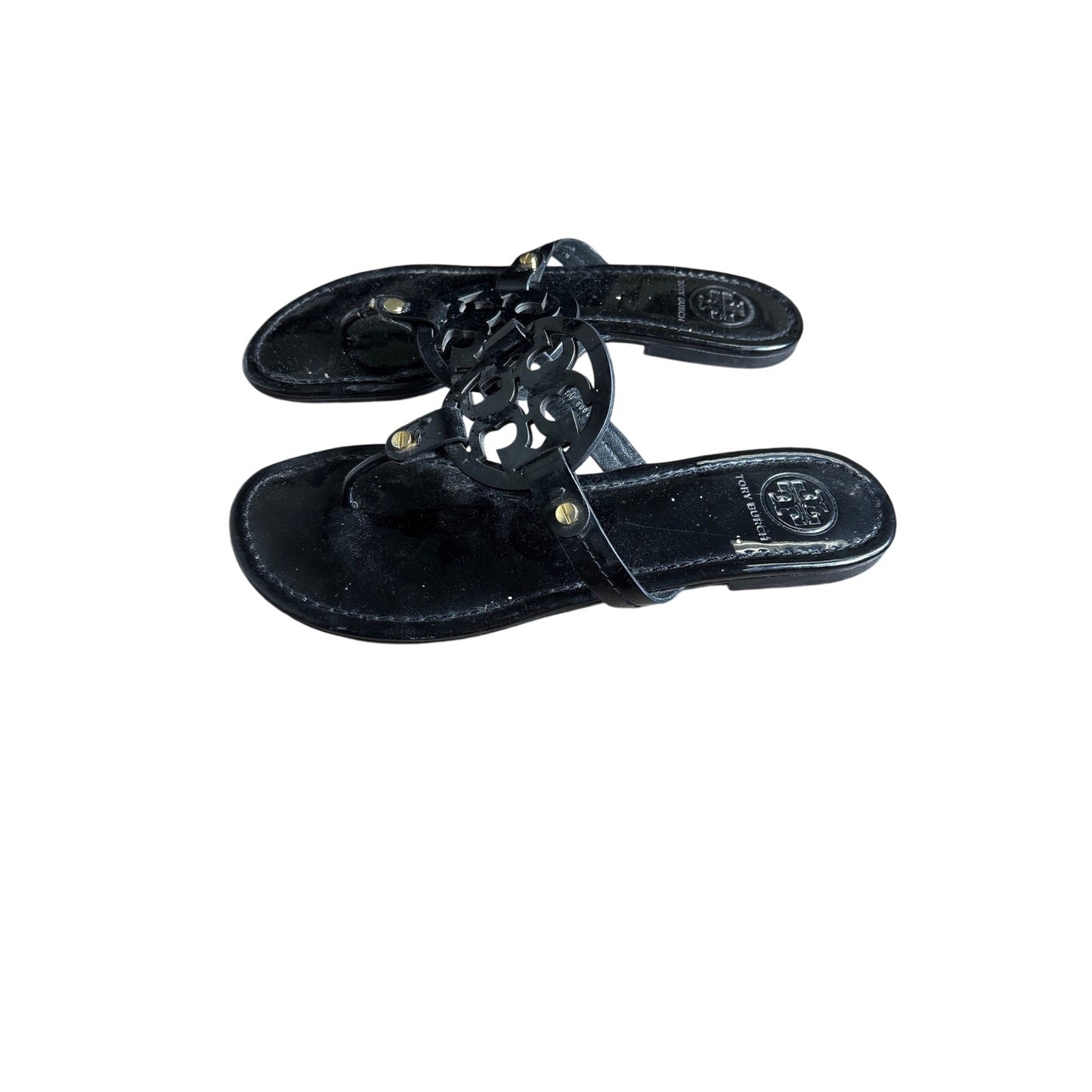 Tory Burch Black Patent Thong Flat Sandals Sz 9