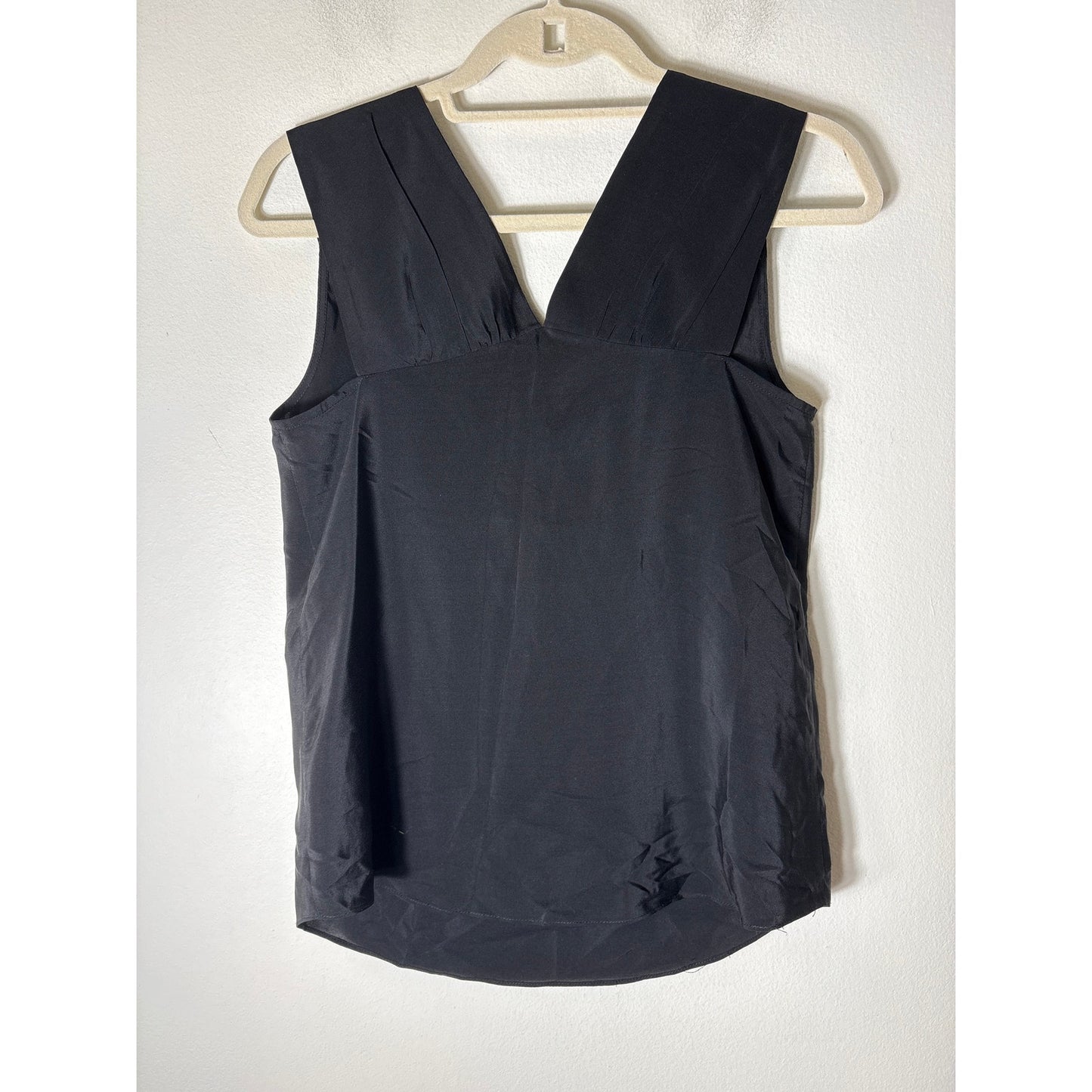 Amanda Uprichard Black Sleeveless Silk V Neck Top Sz S