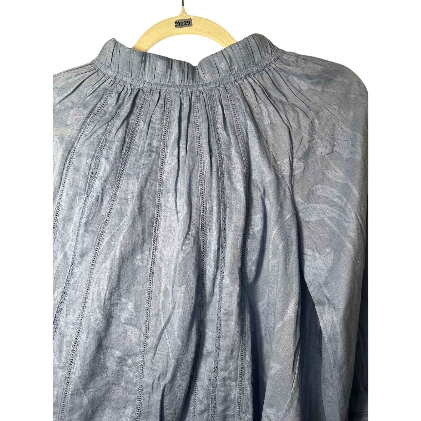 NWT Roller Rabbit "Fil Coupe Glyn Top" Cornflower Blue Long Sleeve Shirt Sz XS