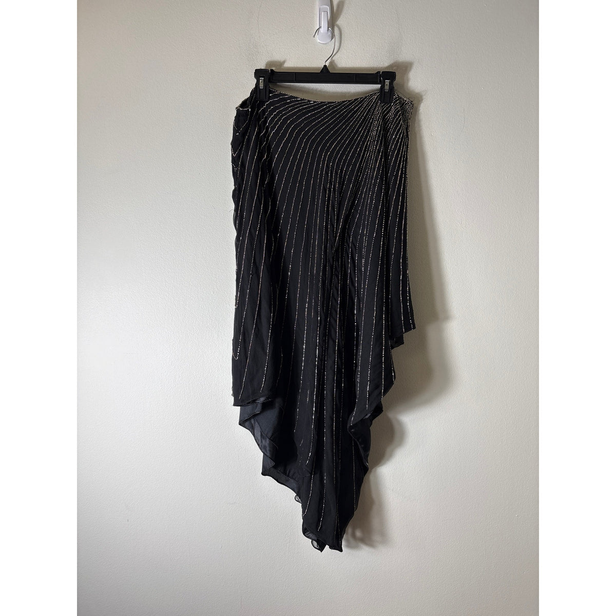 Parker Black and Silver Beaded Special Occasion Poncho Sz 6