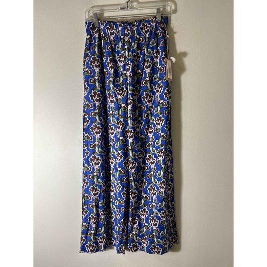 NWT  MIRTH Blue Pull On Wide Leg Cotton Pants Sz M