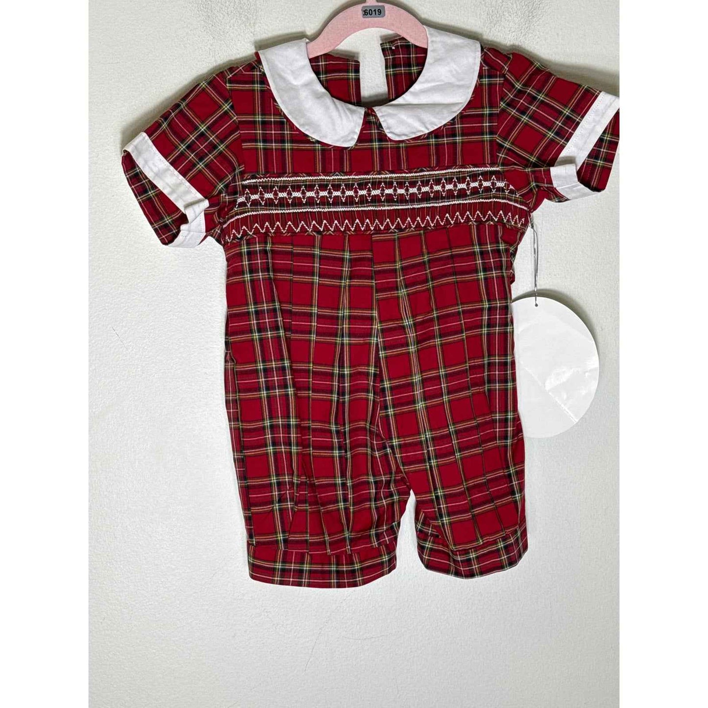 NWT Remeber Nyugen Red Holiday Plaid Baby Outfit sz 18M