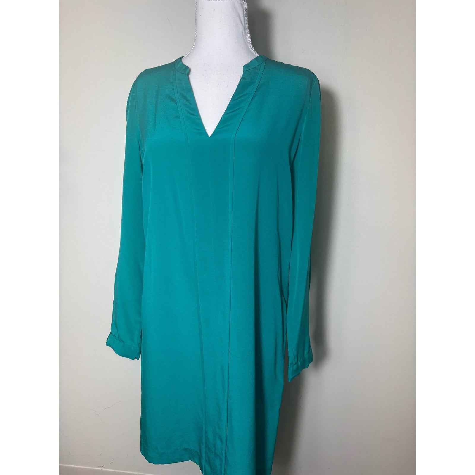 Diane VonFurstenburg Teal Silk Tunic Shift Dress Sz 4